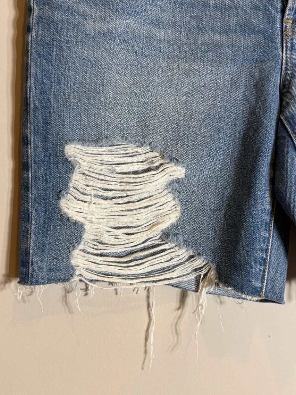 RE/DONE Loose Long Denim Jean Short Women's 27 Minerva Destroy Distressed NWOT